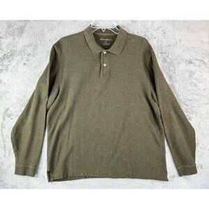 Eddie Bauer Shirt Men’s L Winter Green Long Sleeve Polo Comfy Cozy Casual